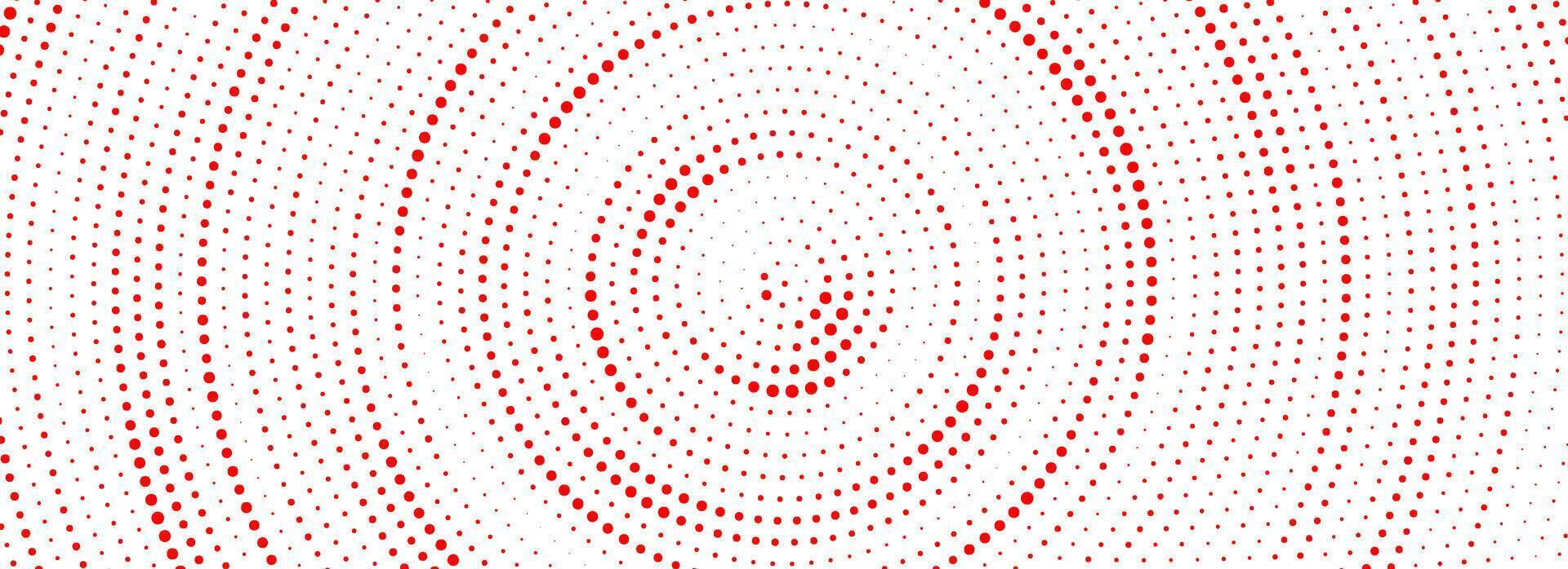 Red halftone concentric background. Dotted radial gradient texture. Red ripple sonic wave wallpaper. Rasterized rough circle backdrop for epicenter, target, radar signal, vibration, aftershock vector