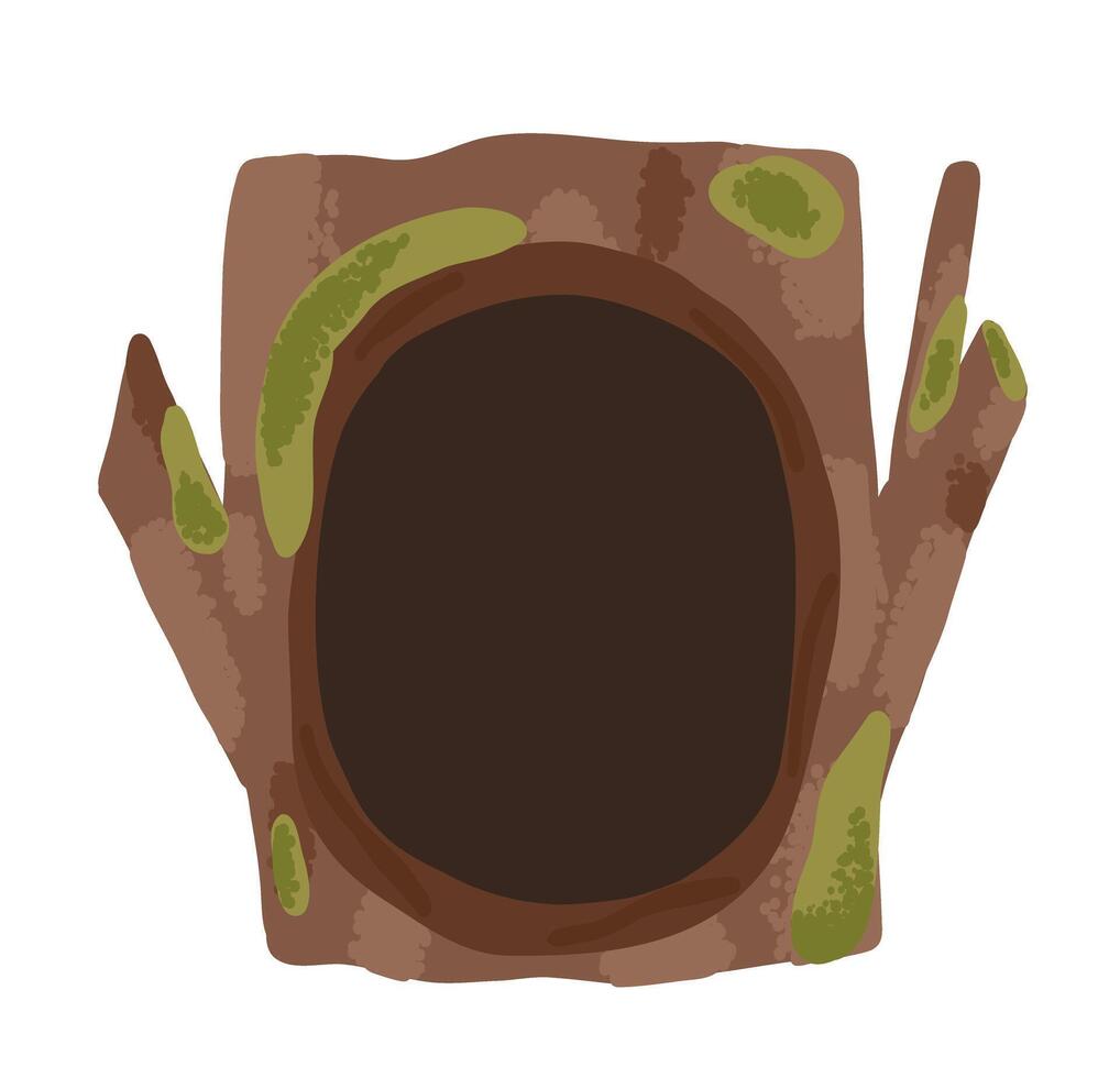 Empty hole in forest tree drawn in flat style vector
