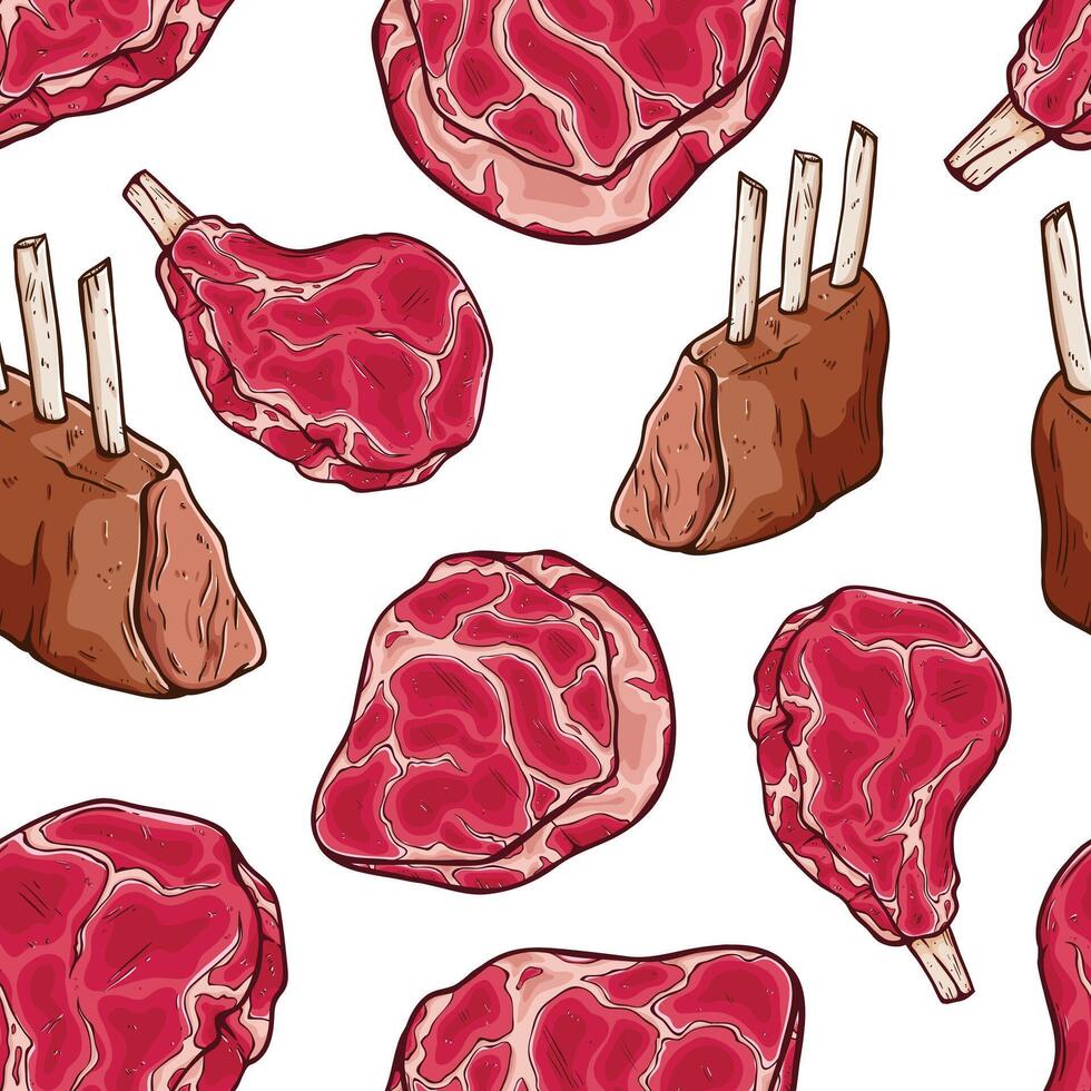 Seamless Pattern of Beef and Steak vector
