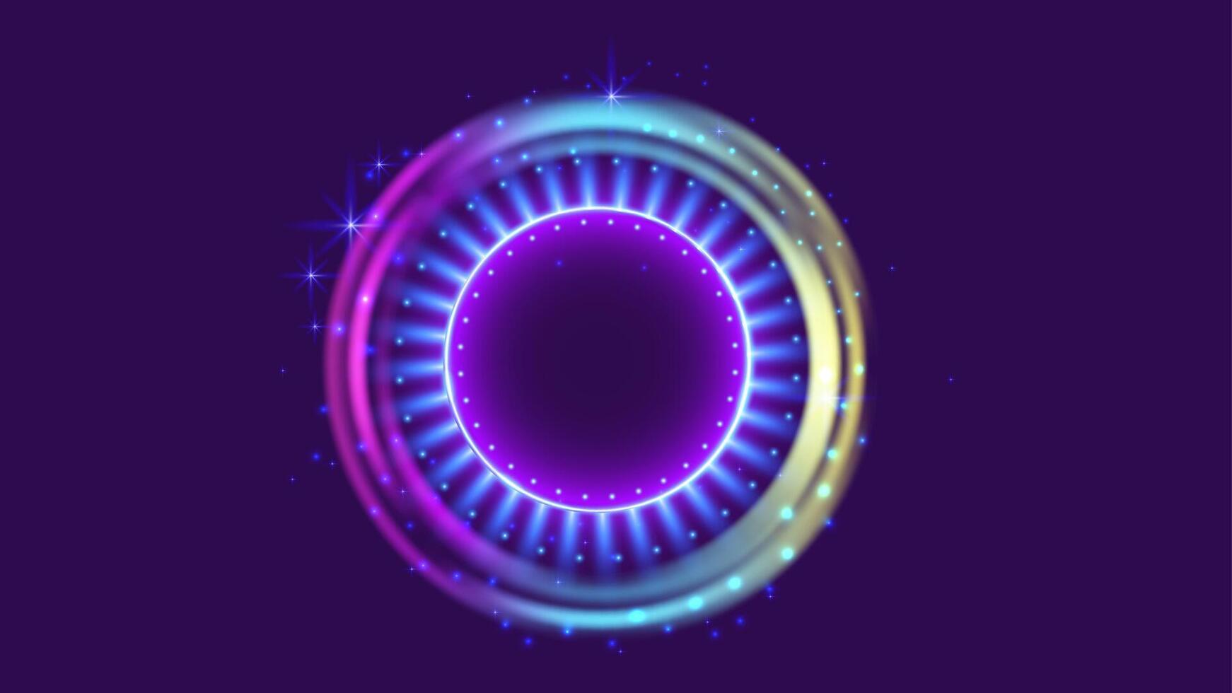 Illuminated portal with tech hologram effect vector