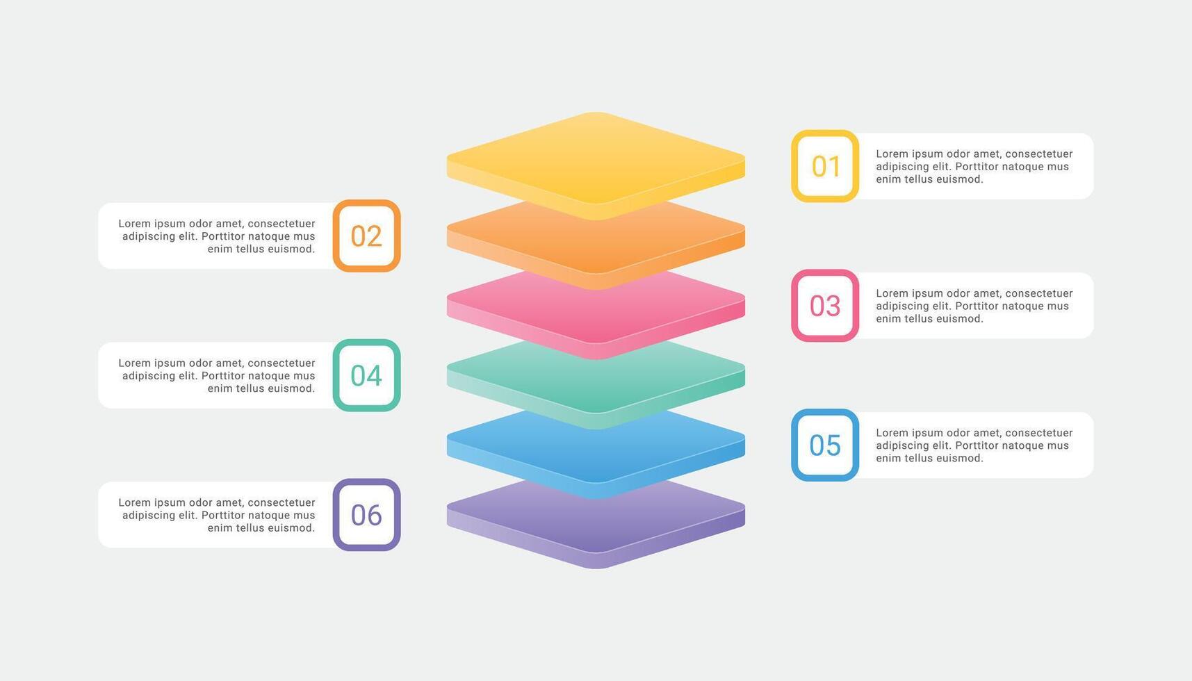3d block with 6 layers infographic template design vector