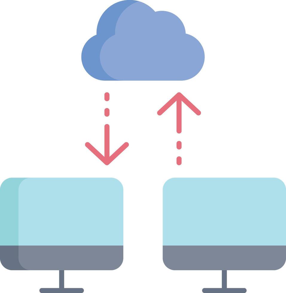 cloud data and computer flat icon design vector