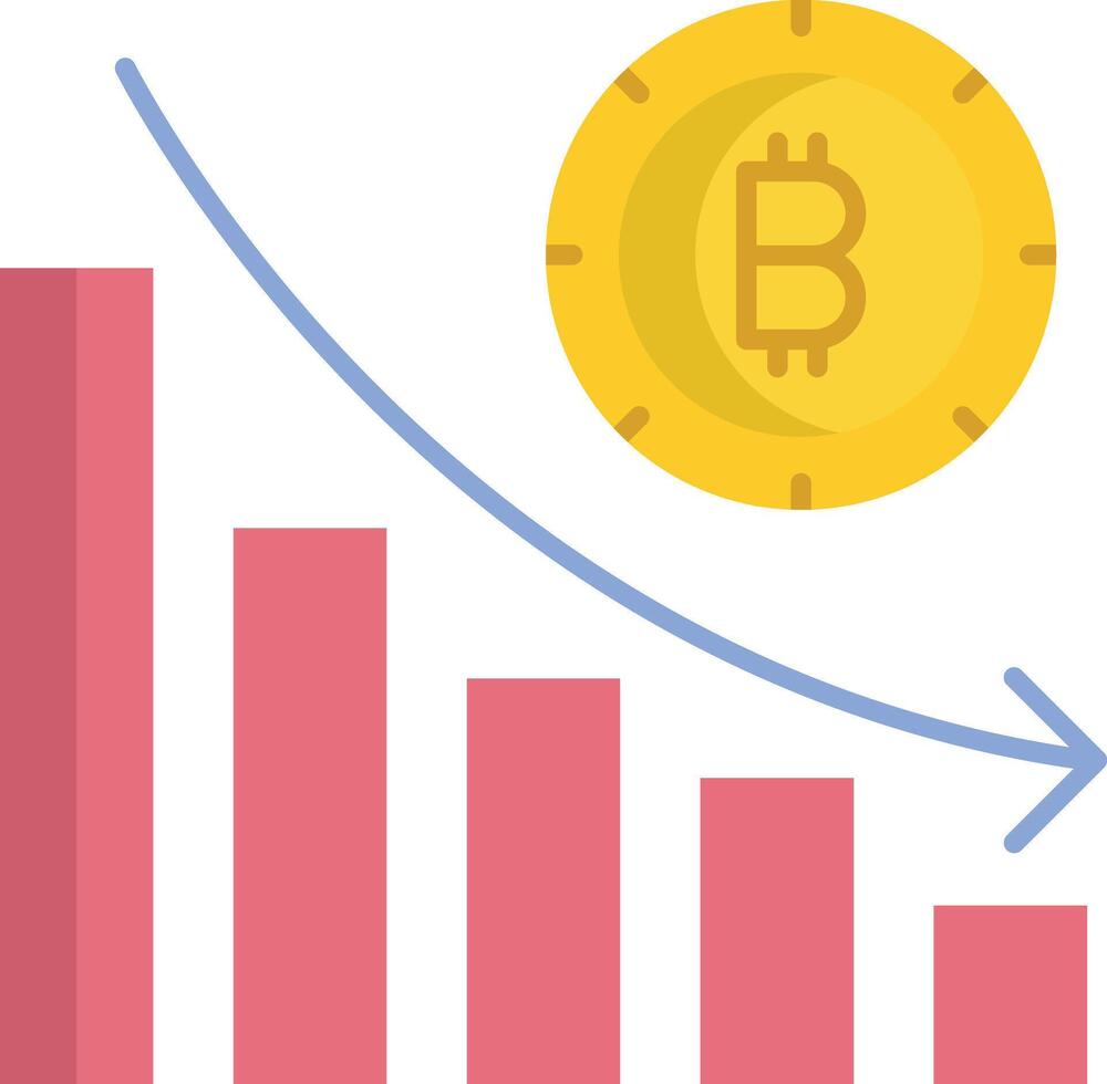 bitcoin graph down flat icon design vector