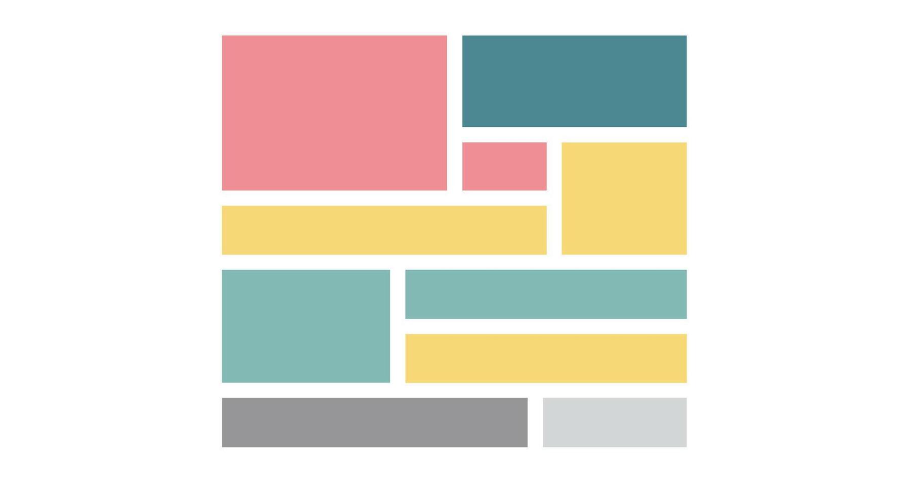 Modern Abstract Geometric Composition with Rectangles Pastel Colors in a MondrianInspired Layout, Ideal for Website, Social Media Design and Digital Art vector