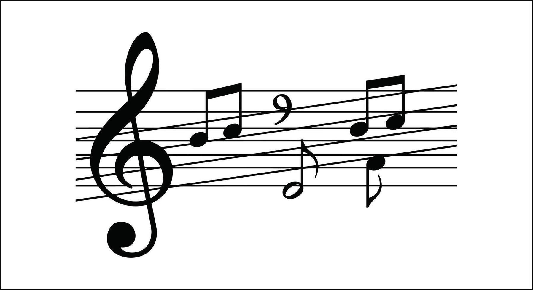 Elegant Music Notes on Staff A Simple Black and White Musical Notation Image for Graphic Design and Sheet Music Compositions vector