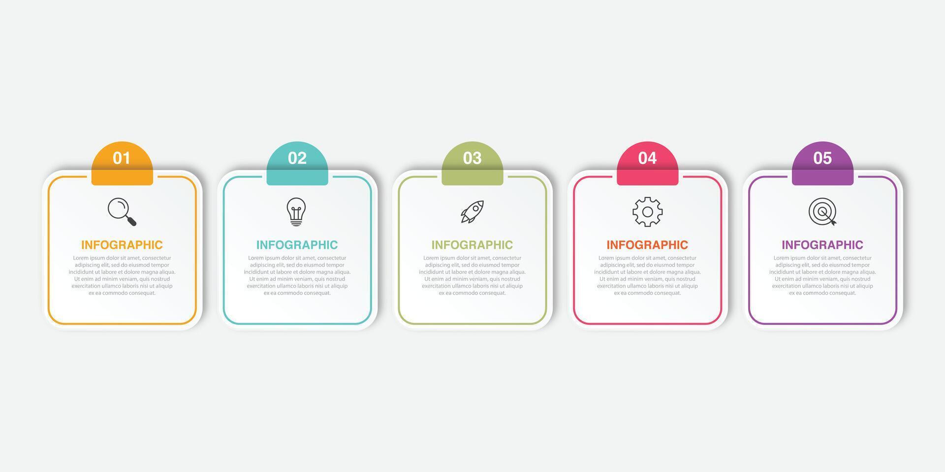 infographic label template with icons. 5 options or steps. Infographics for business concept. Can be used for info graphics, flow charts, presentations, web sites, banners, printed materials. vector