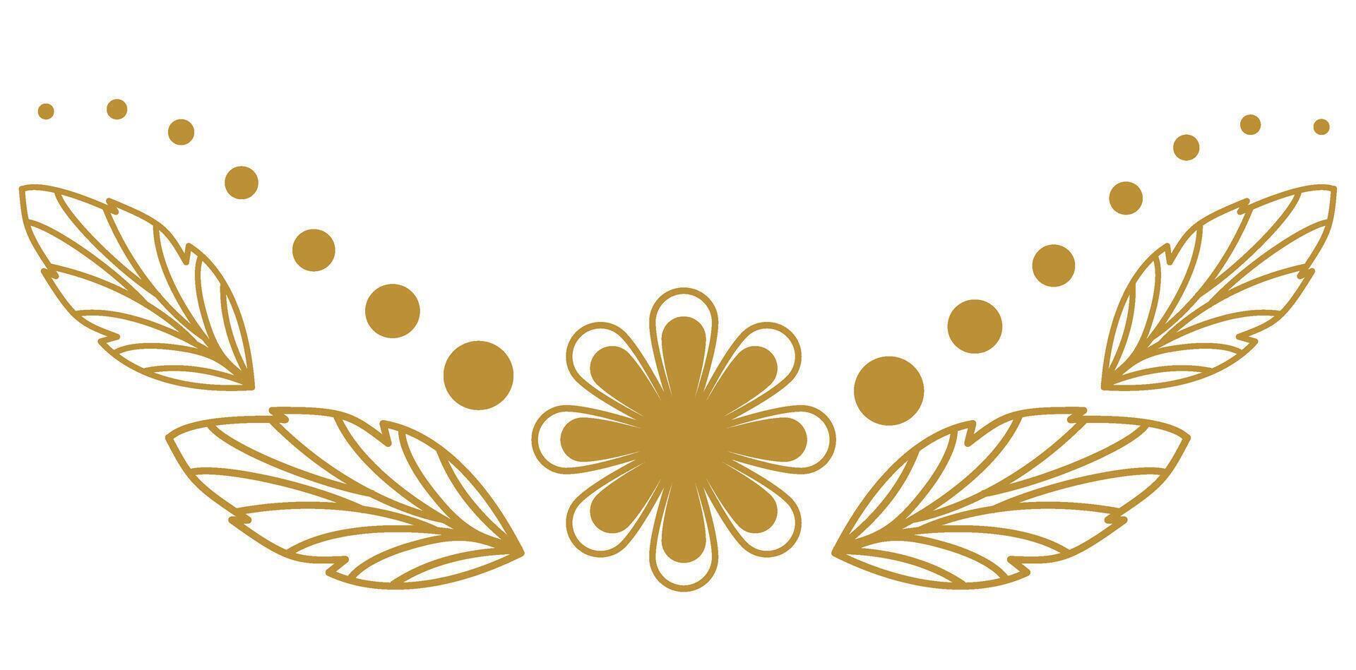 Golden Scrollwork pattern with flower and leaves vector