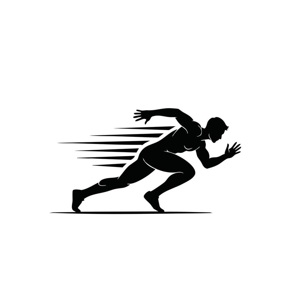 Dynamic silhouette of a sprinter in motion, capturing the essence of speed and athleticism in a minimalist style. vector