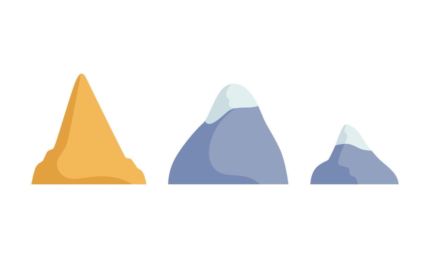 Simple Mountain and Rock as Landscape and Environment Element Set vector
