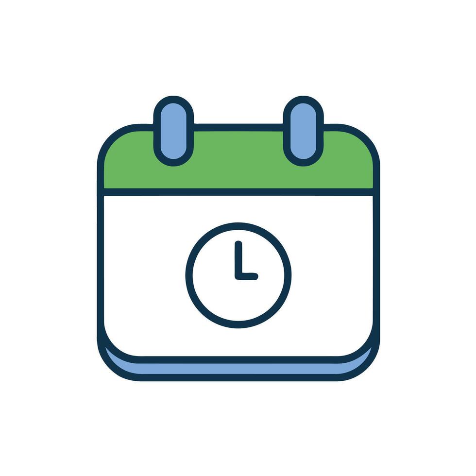Calendar icon with clock symbol for deadline management and scheduling tasks and events vector