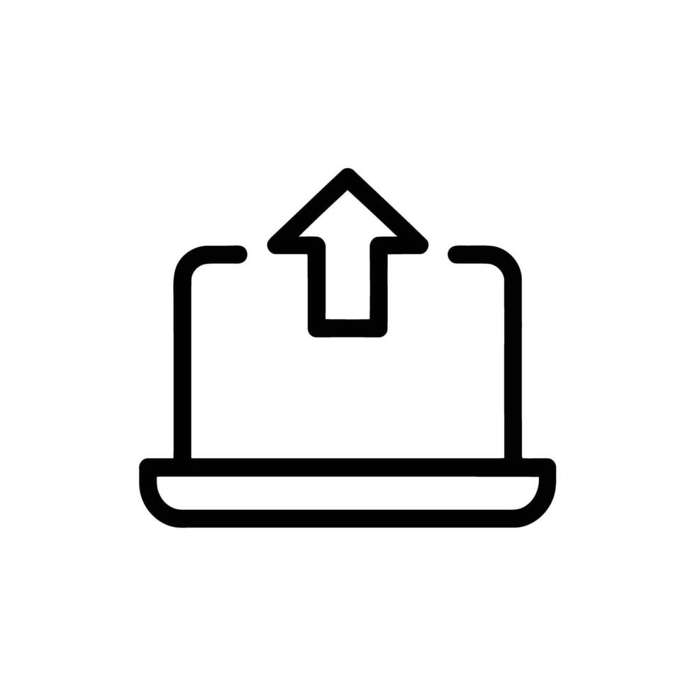 Simple Upload Icon Concept Representing Data Transfer and File Sharing Functionality in Black Outline vector