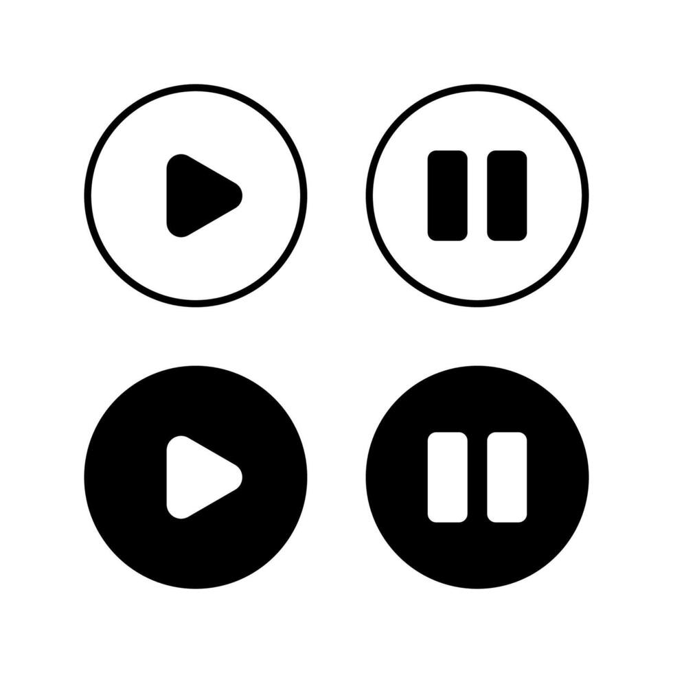 un conjunto de sencillo circulo íconos representando jugar y pausa símbolos para medios de comunicación control S. estos íconos son Perfecto para web diseño, aplicación interfaces, y ninguna digital contenido necesitando medios de comunicación control S. vector