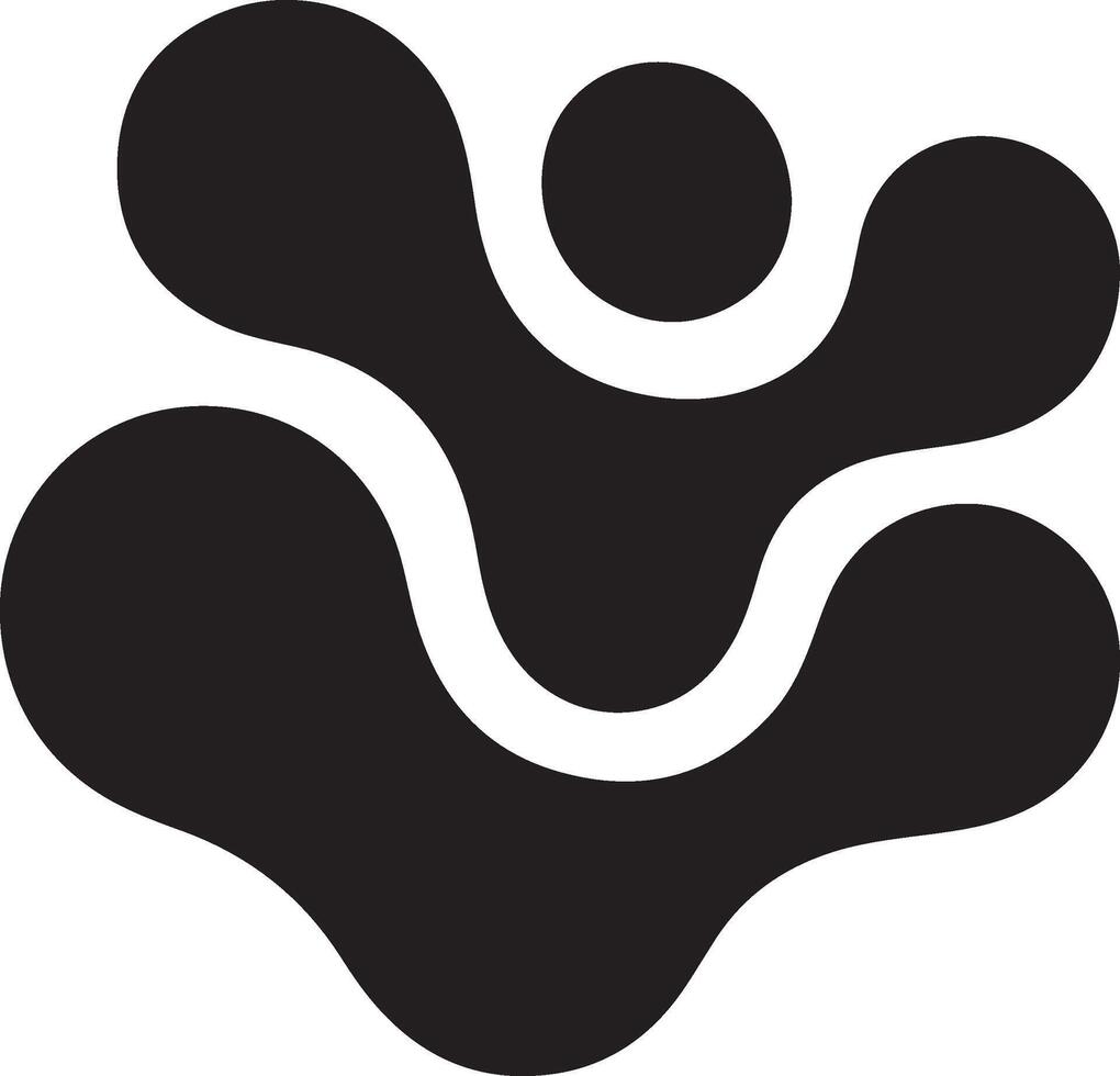 Abstract Black Blob Shape with Organic Flowing Lines and Central Circle vector