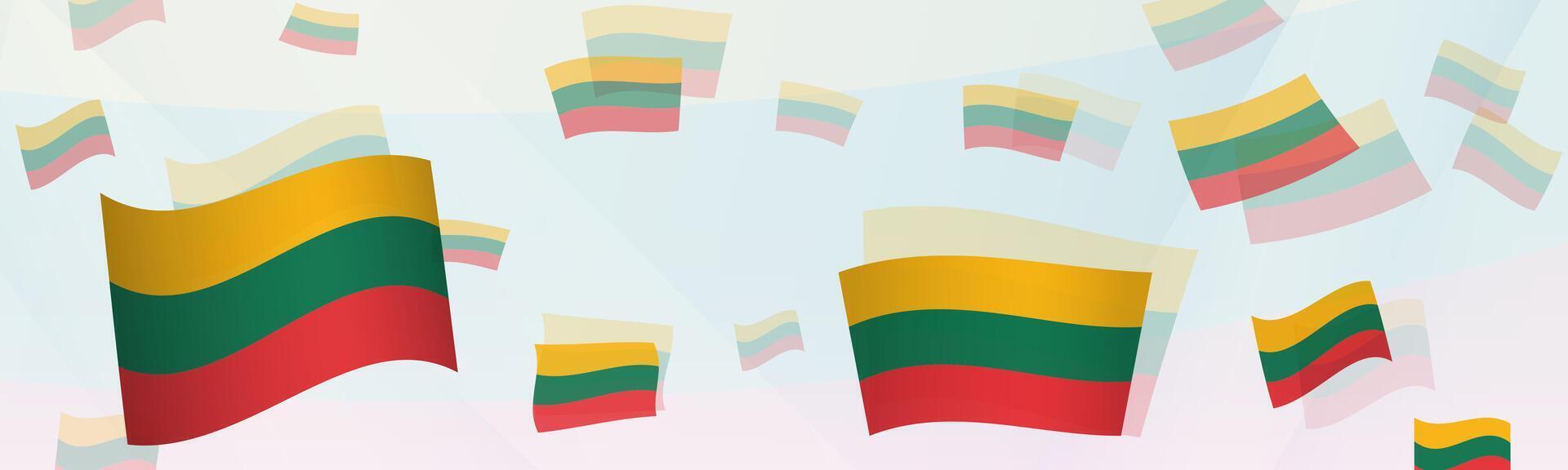 Lithuania flag-themed abstract design on a banner. Abstract background design with National flags. vector
