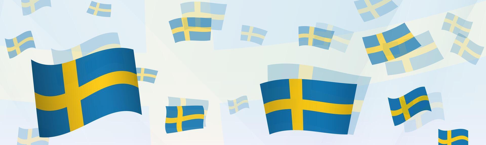 Sweden flag-themed abstract design on a banner. Abstract background design with National flags. vector