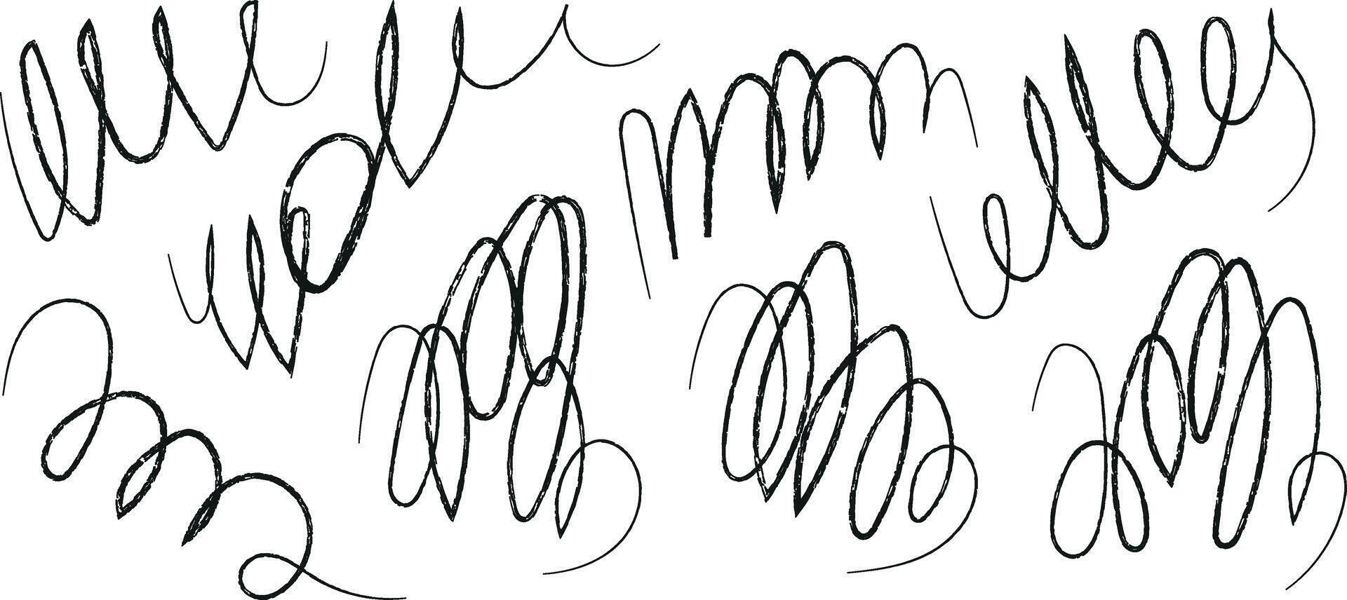 Dynamic Black and White Doodle Lines Seamless Pattern Design Element vector