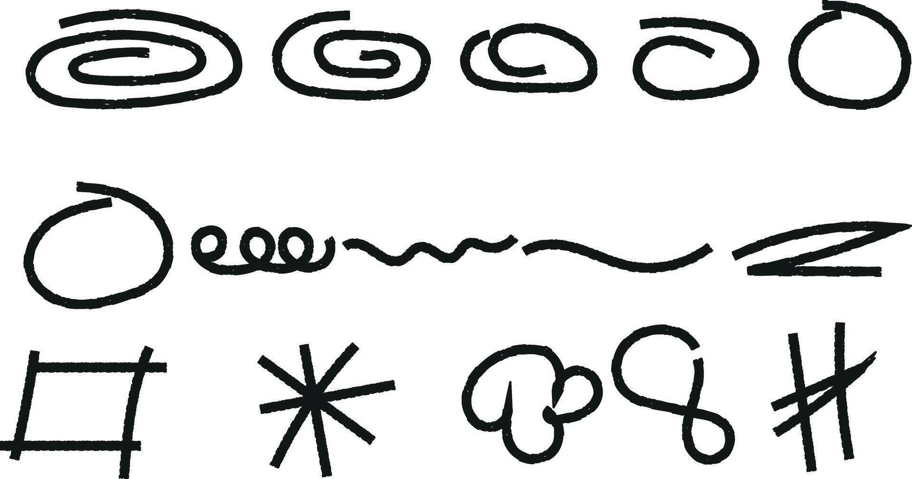 Hand drawn abstract scribble elements set for graphic design and use vector