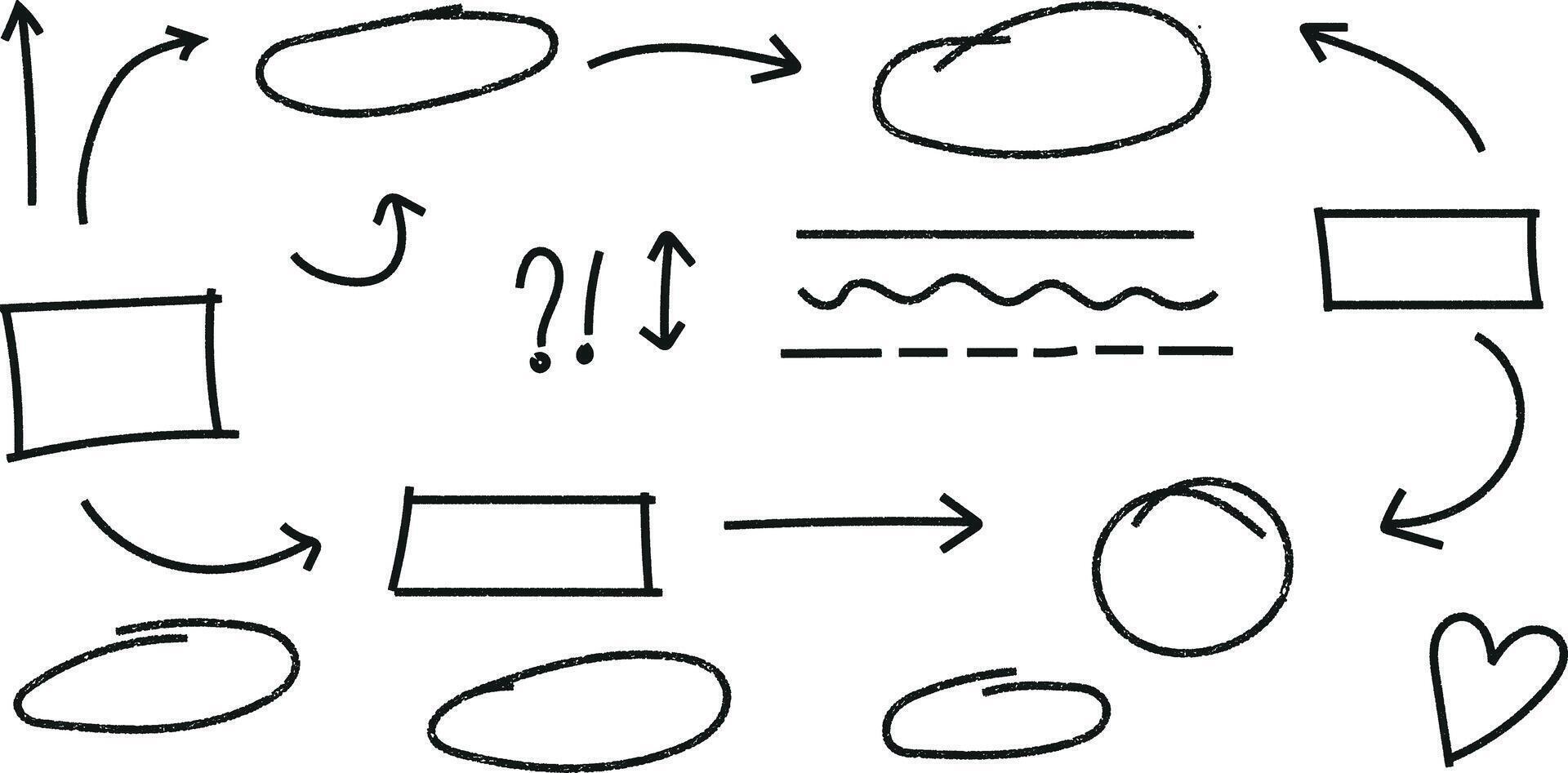 Hand Drawn Flowchart Elements on White Background for Presentations Design vector