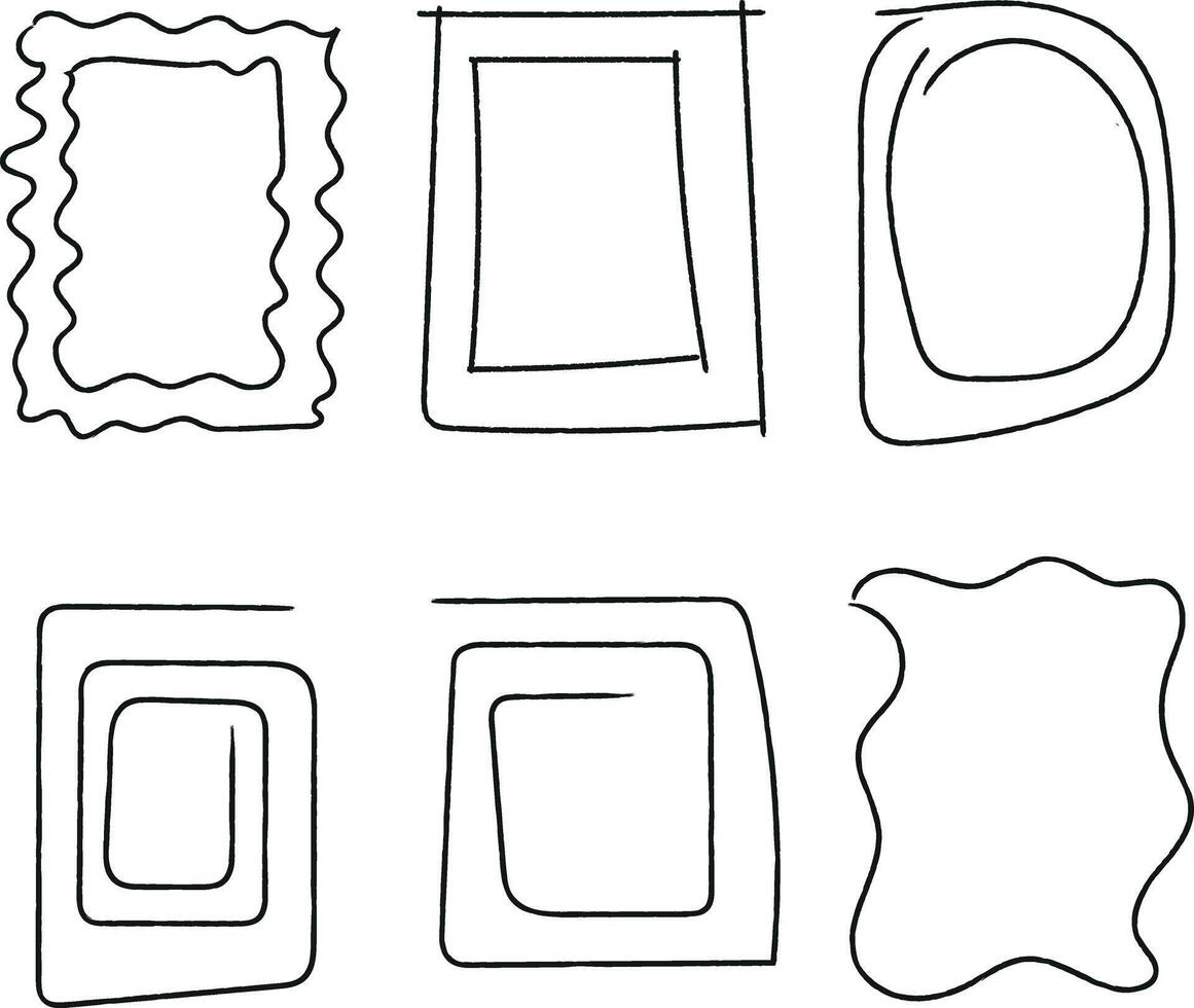 Various Doodle Frame Border Shapes Collection on White Background for Design vector