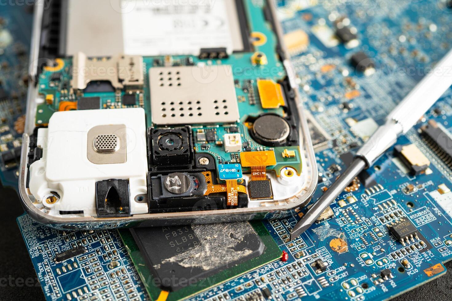 Repairing upgrade circuit mainboard of notebook, electronic, computer hardware technology. photo