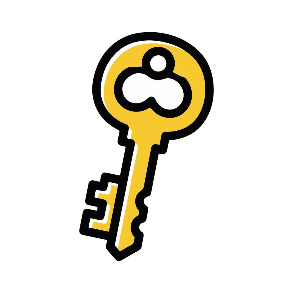 Simple illustration of a vintage golden key, symbolizing access, solutions, security, and unlocking potential vector