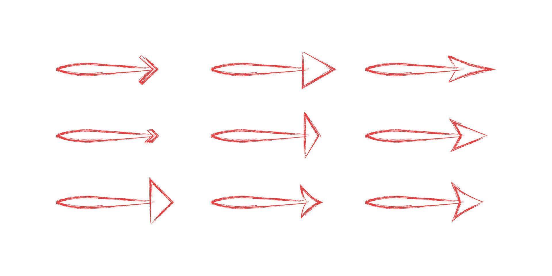Chalk Scribble Big set of different arrows on white background vector