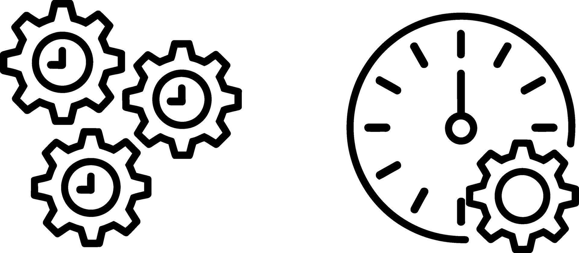 Clock gears icon set symbolizing time management project execution and workflow optimization vector