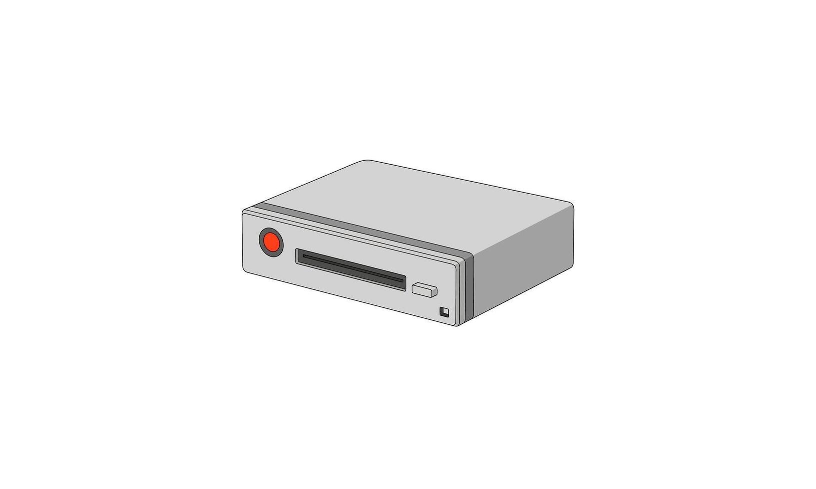 Simple Light Gray Rectangular Device with Red Button. vector