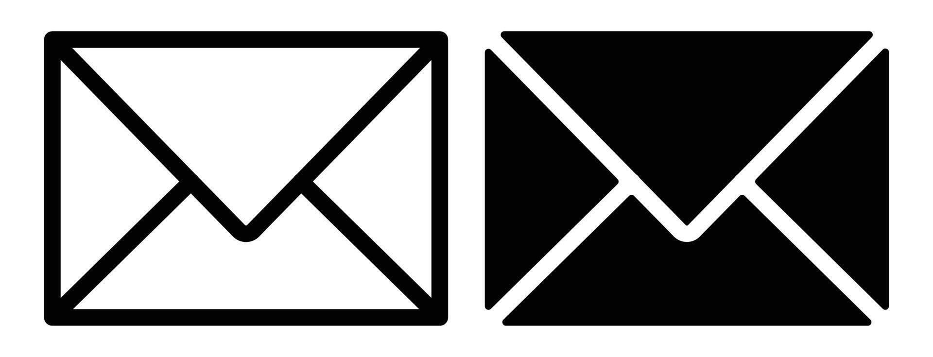 Black and White Envelopes Simple Line Icons for Messaging and Communication vector