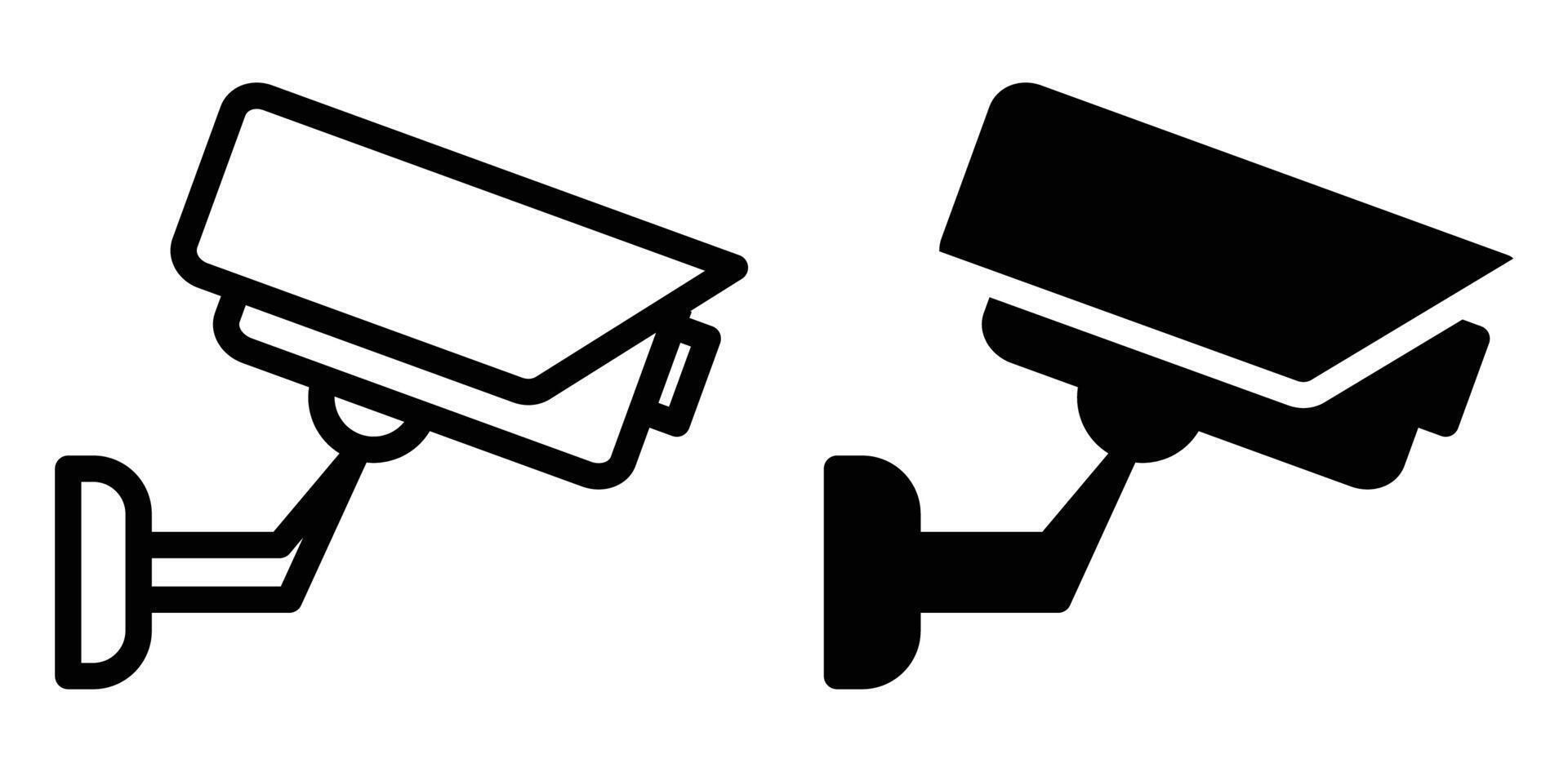 Black and White Security Camera Icons for Surveillance and Monitoring Use vector