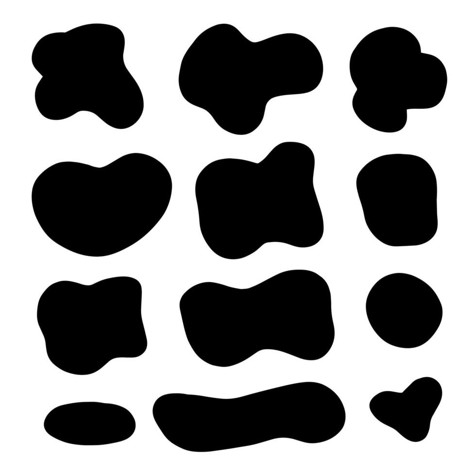 Organic blob, blot. Random blob organic geometric round pattern isolated on white background. abstract organic shape collection vector