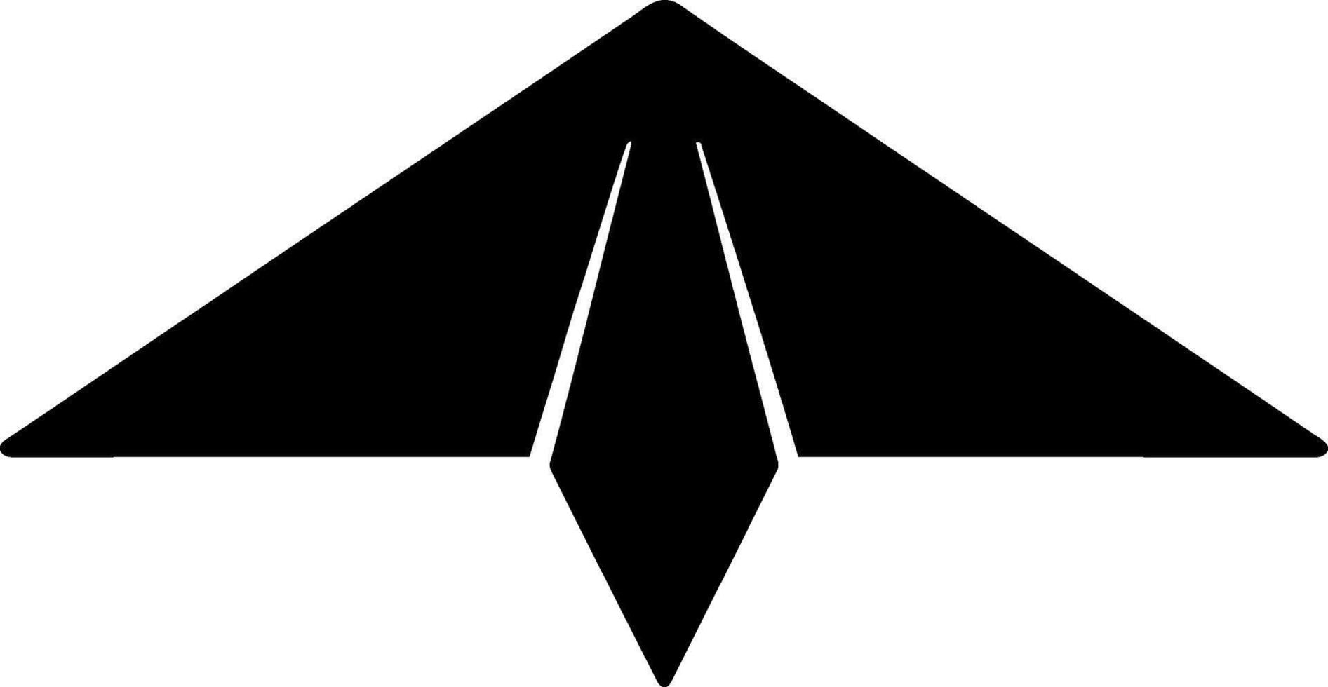 A stark black abstract geometric design resembling an upward pointing arrow or stylized wing against a clean white background. vector