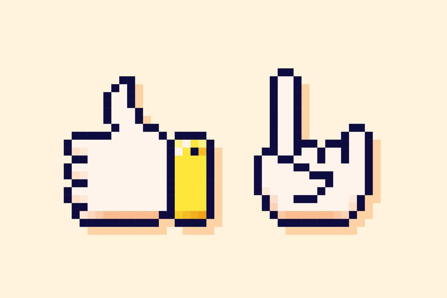 Y2K pixel art user interface gestures - cool and goat. vector