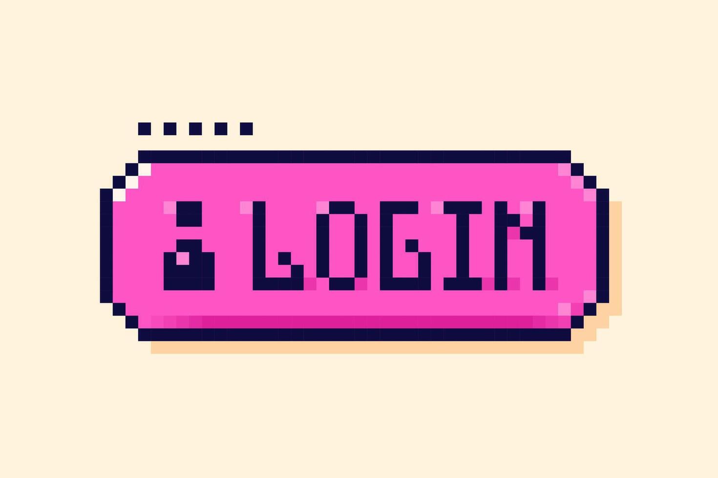 Pixel Y2K user interface bubble. Magenta button with word Login. vector