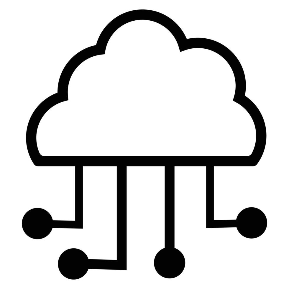 Cloud network icon in line style. Editable stroke cloud network icon on white background. High-tech technology data concept. vector