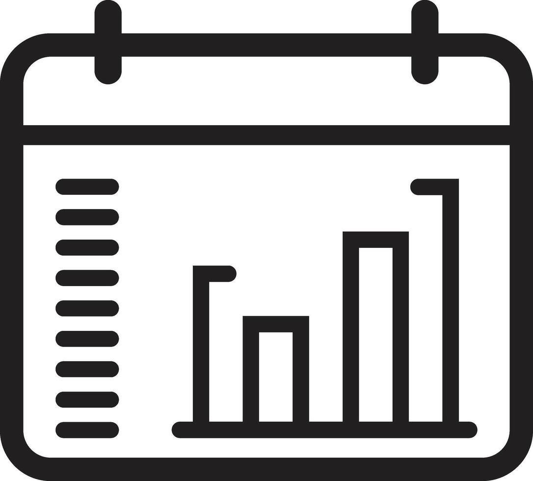 a calendar with a bar chart on it vector