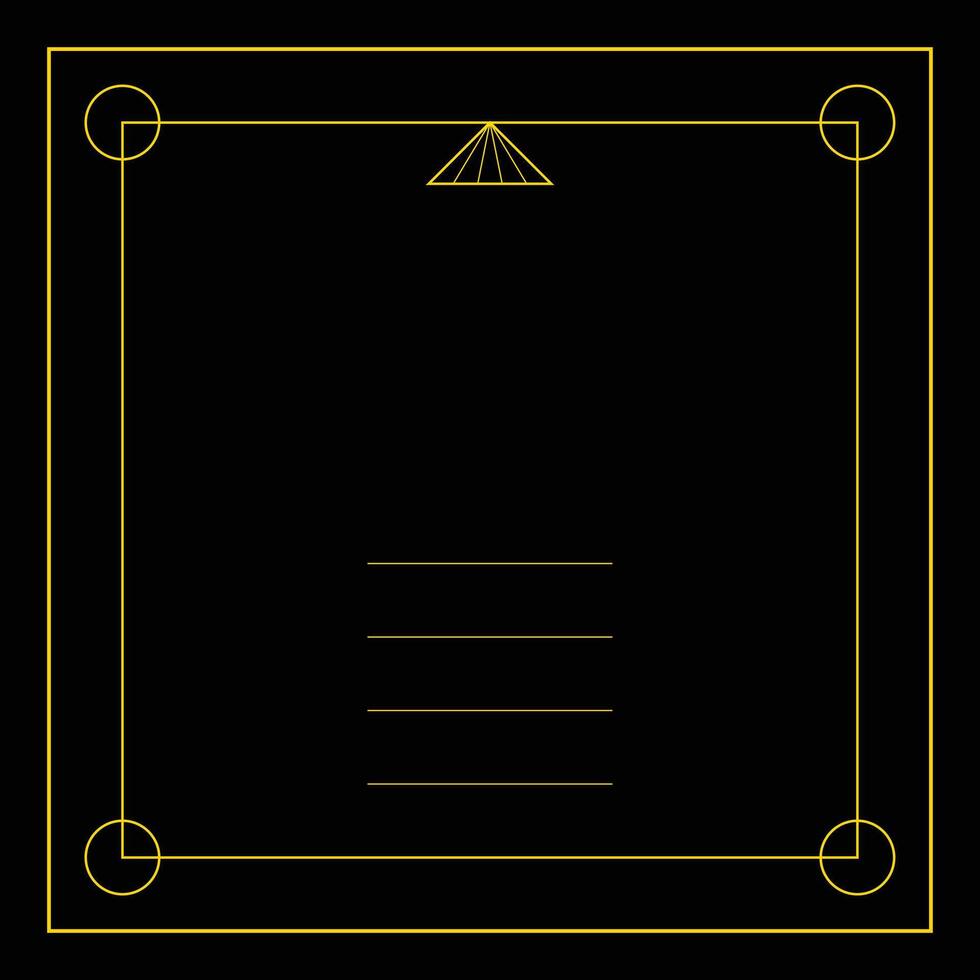 Minimal Abstract Geometric Frame with Golden Lines on Black Background vector