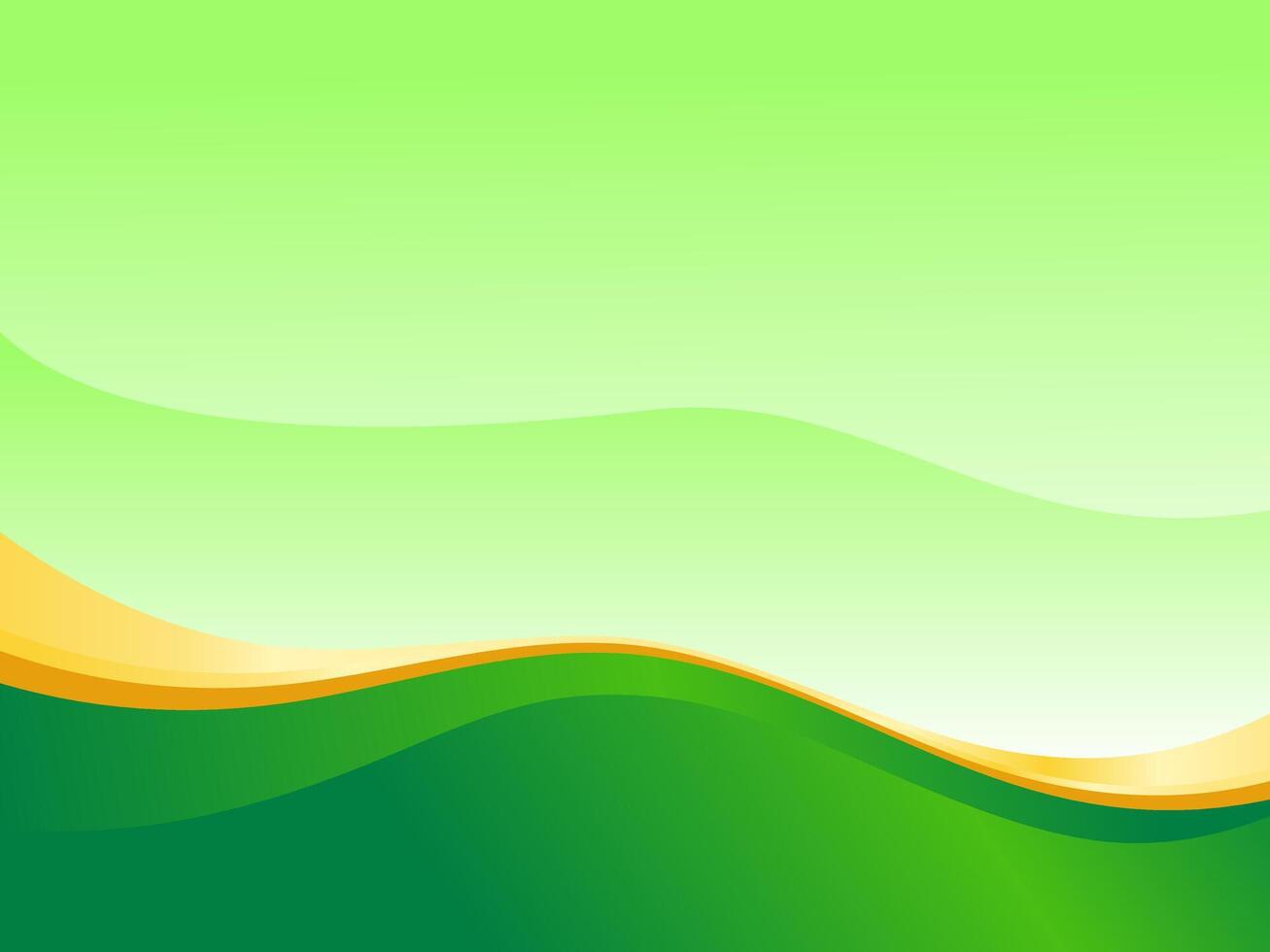 Abstract Green and Yellow Wave Background with Elegant Gold Curve Design vector