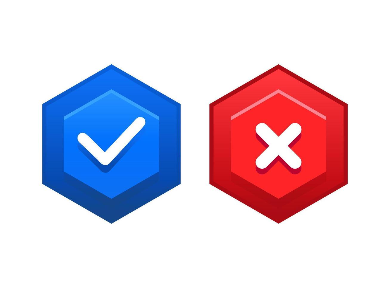 blue check and red cross icons vector