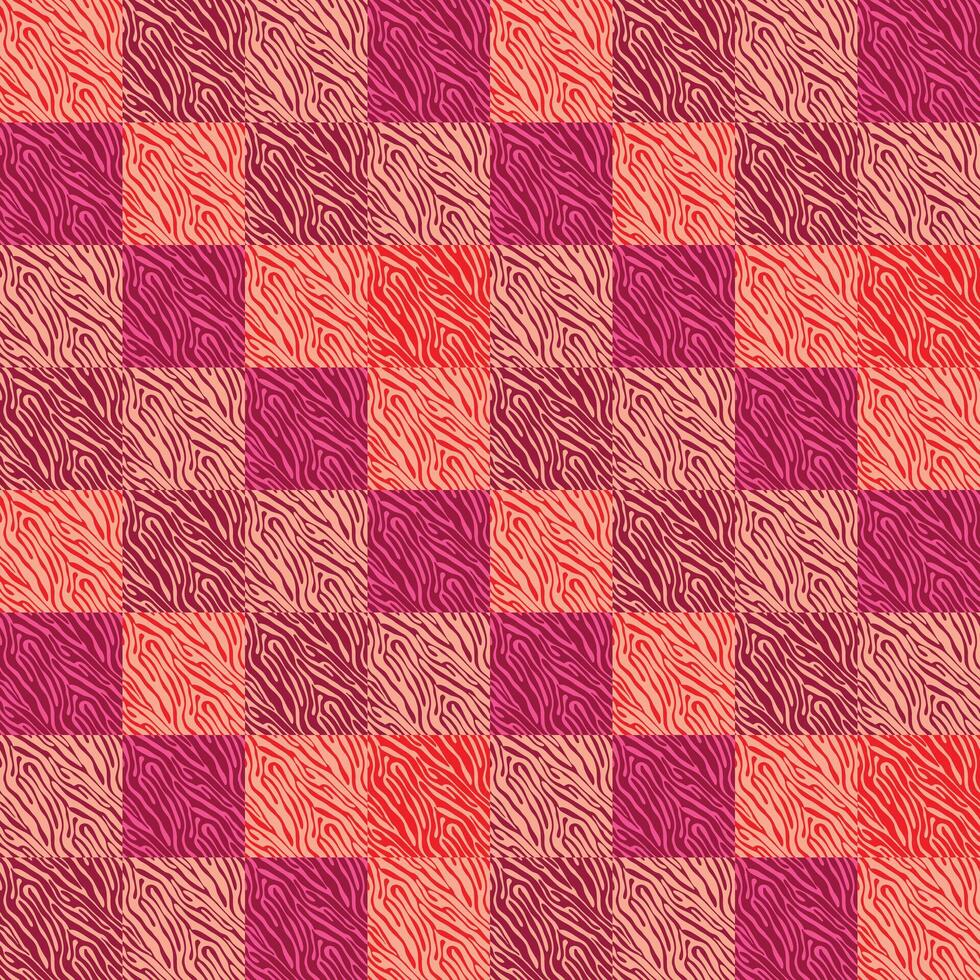 Red and pink checkered pattern with alternating squares creating a vibrant, playful design. vector