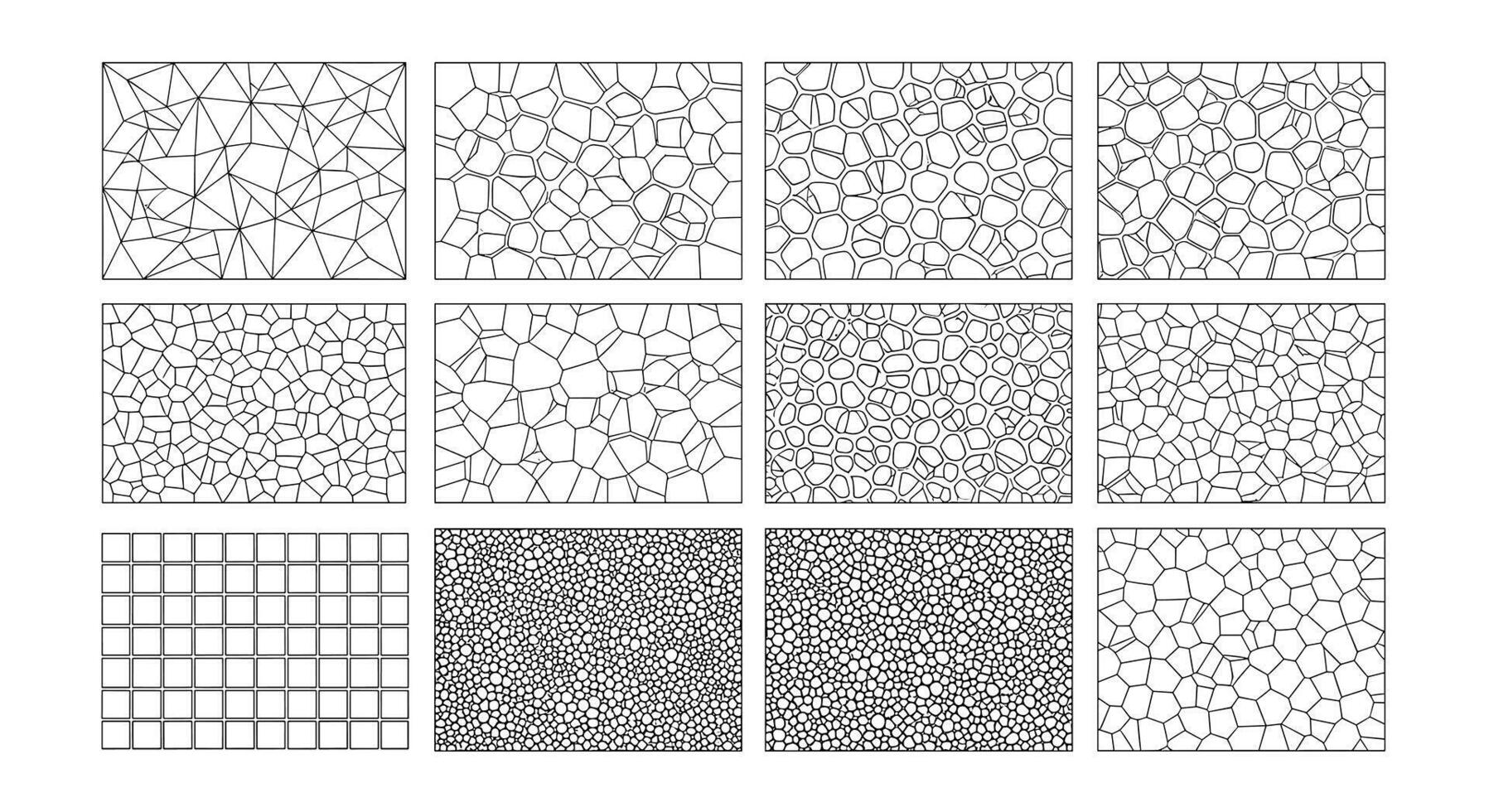 Geometric Tessellations Collection Abstract Voronoi Diagrams, Grids, and Patterns for Science, Mathematics, and Design Concepts, Suitable for Backgrounds and Textures vector