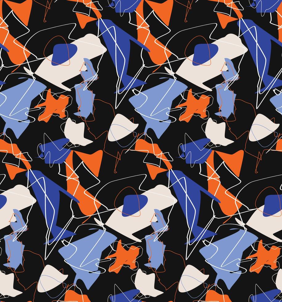 Memphis Abstract Line Art Pattern vector