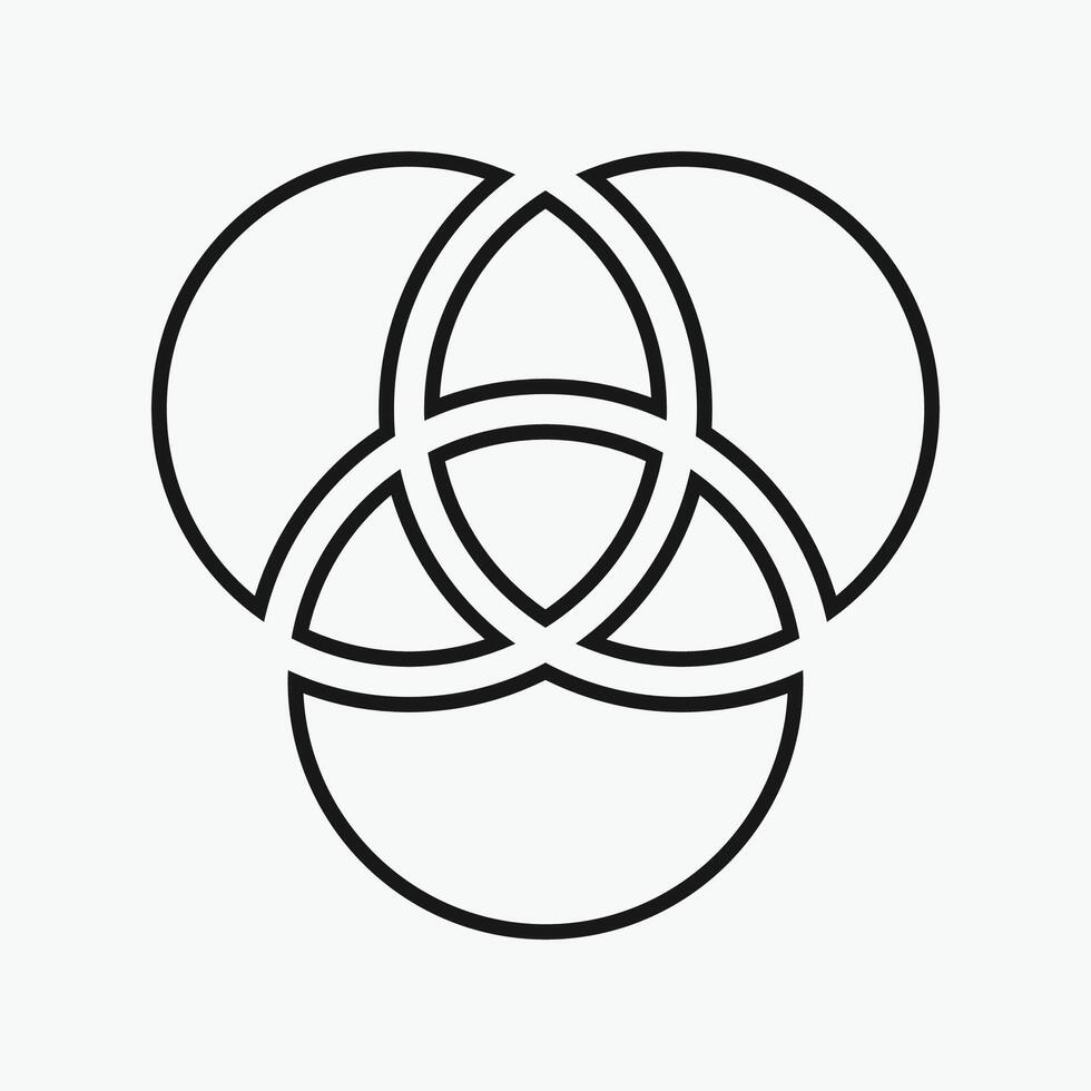 venn diagram, Three-set intersection in a Venn diagram with overlapping circles. vector