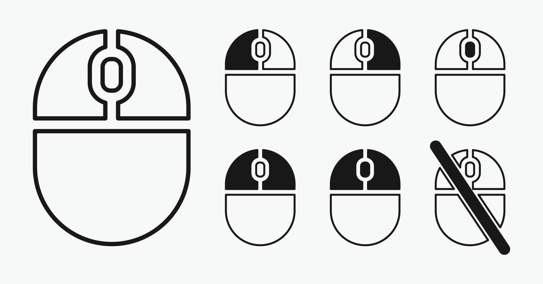 sets Computer mouse icon, illustrating different button presses. simple icon. vector