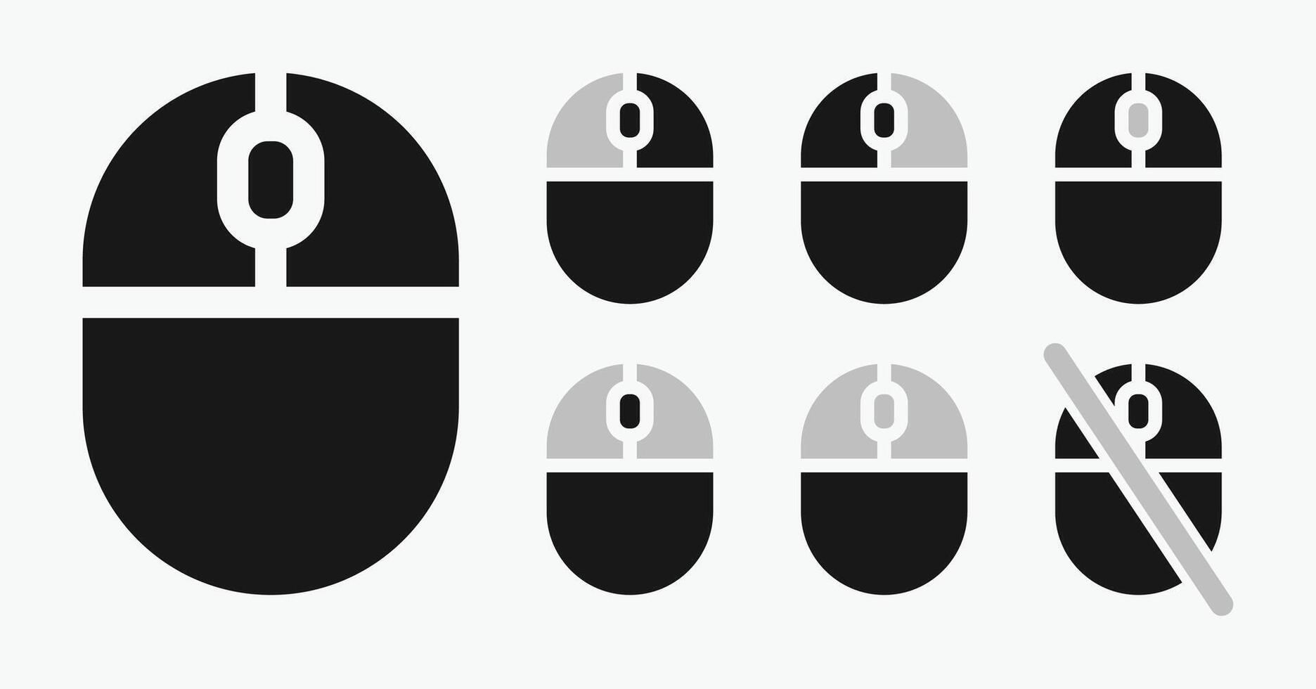 sets Computer mouse icon, illustrating different button presses. vector