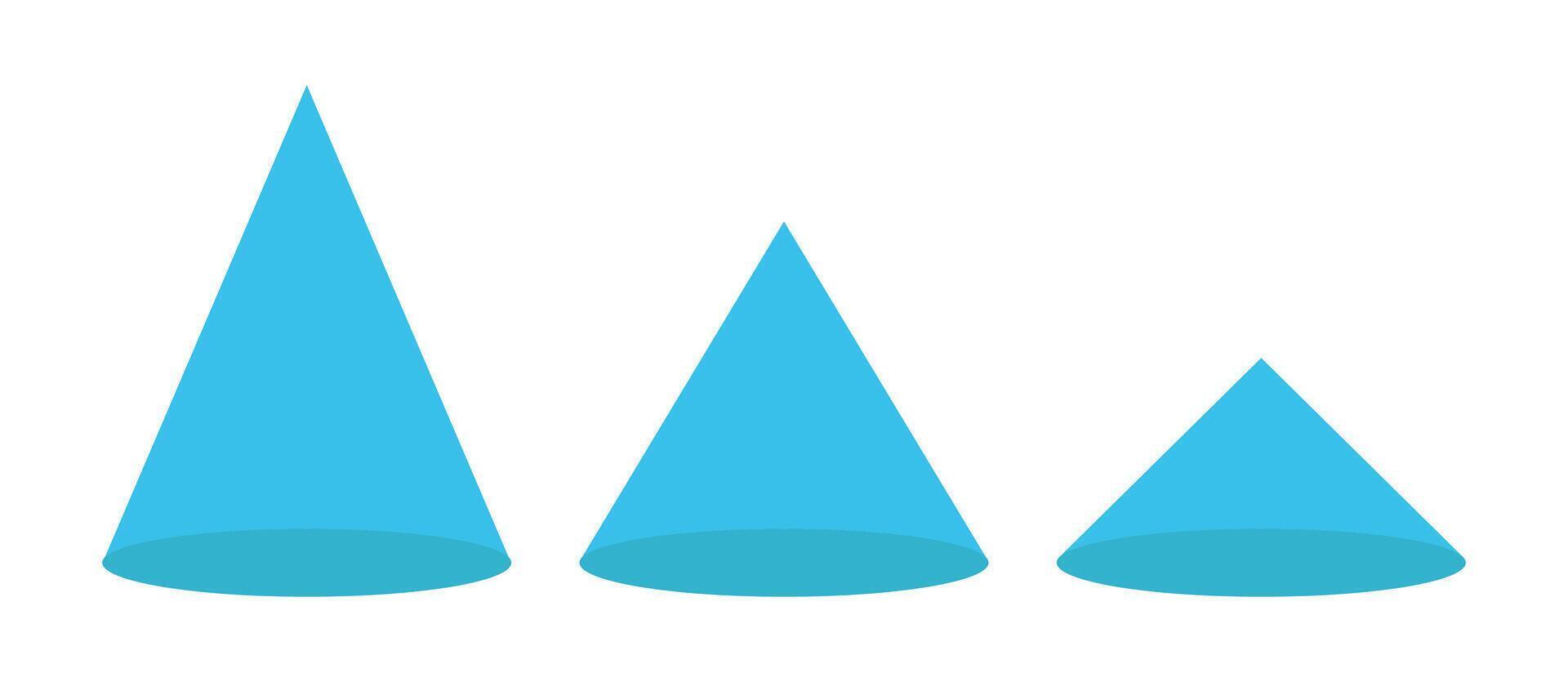 set 3d cone is a three-dimensional geometric shape in mathematics. vector