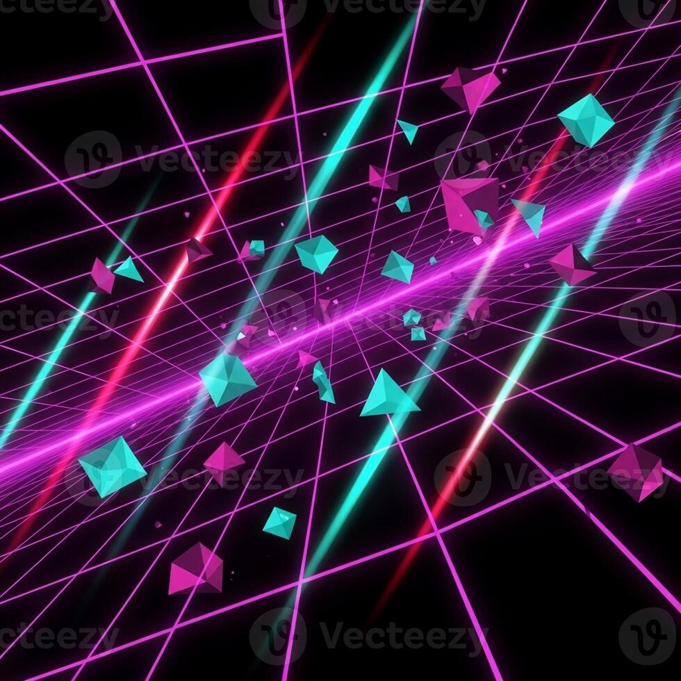 A computer generated image of a neon colored background with a bunch of cubes photo