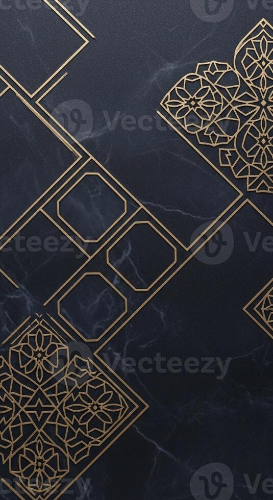 Intricate geometric gold patterns on a dark textured background with a subtle gradient effect photo