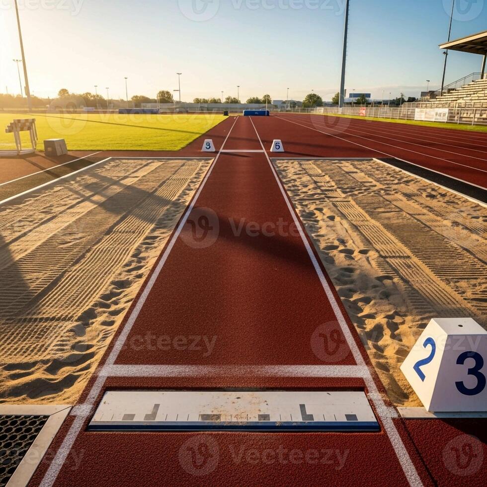An empty track with a number three on it photo