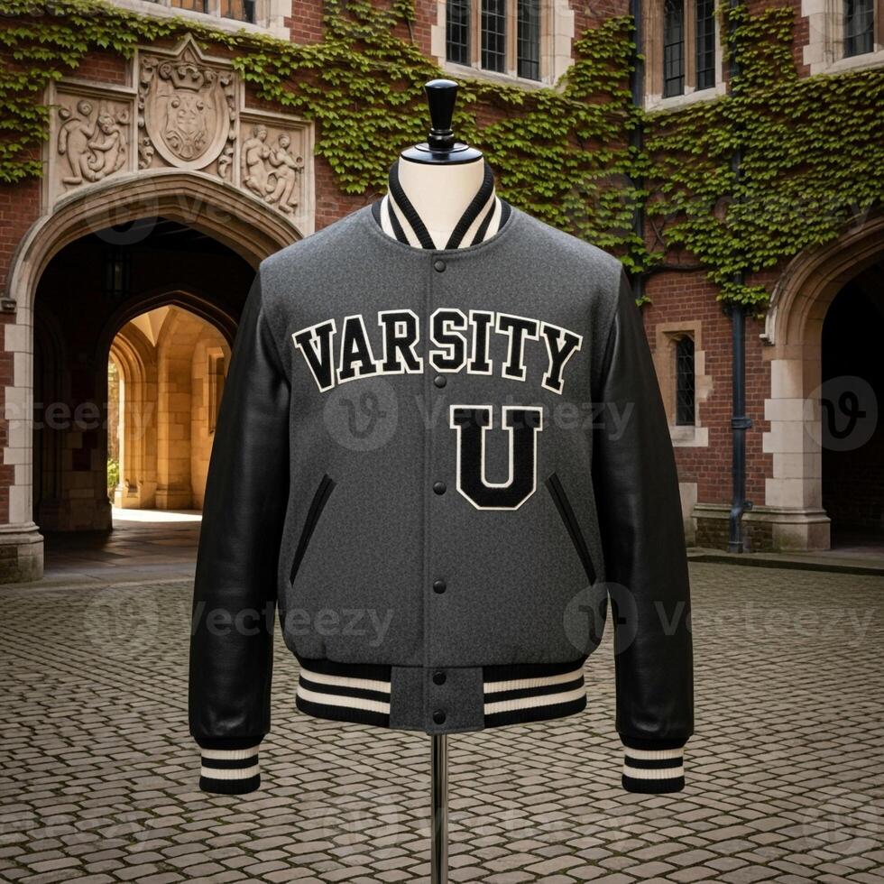A jacket with the word varsity on it photo